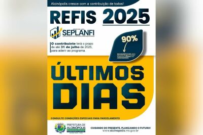 Imagem da notícia Últimos dias para aderir ao Refis 2025 em Alcinópolis; prazo termina em 31 de julho